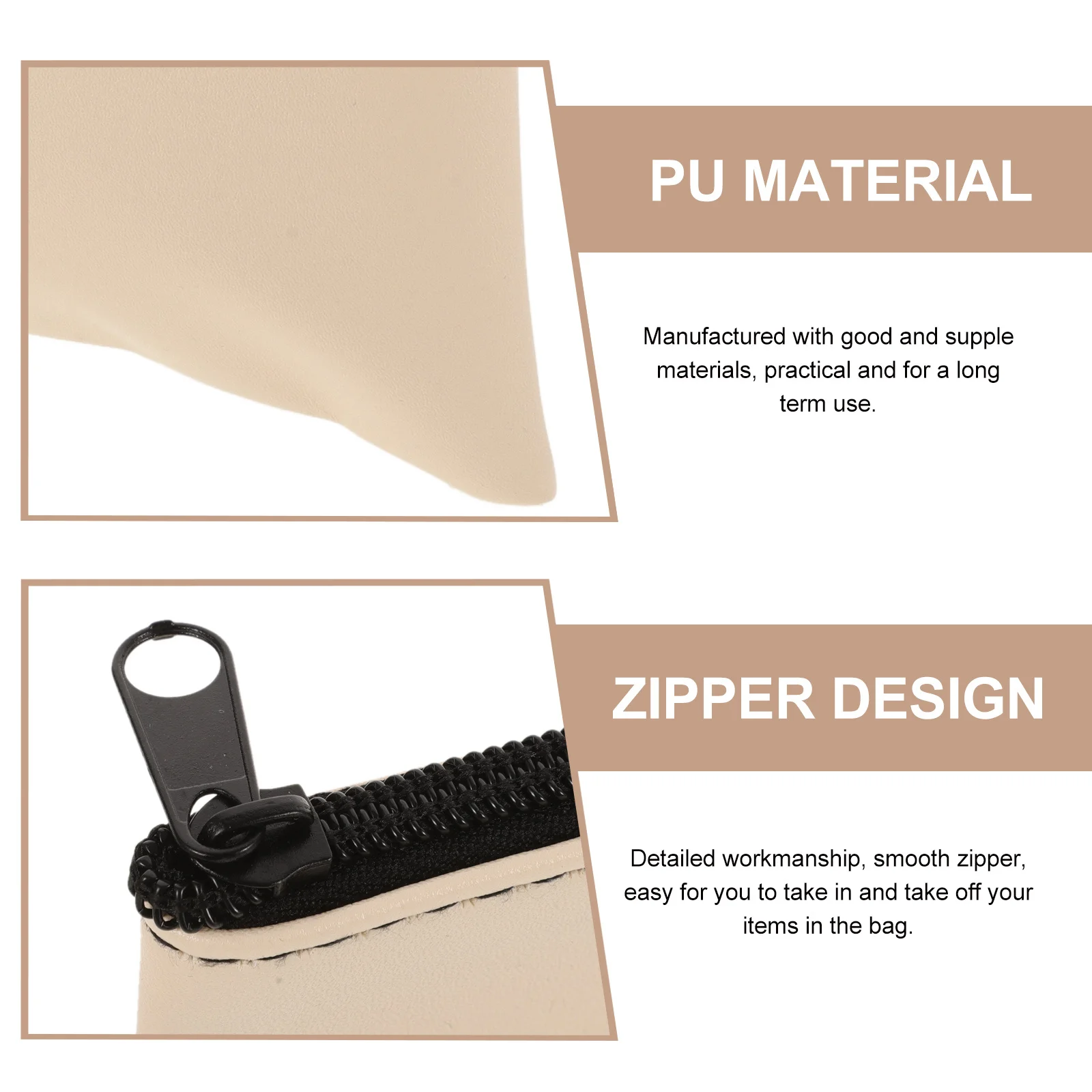 

2Pcs Money Bag PU Aluminum Alloy Zipper Organizer Cash Receipt Pouch Document Holder Lottery Ticket Holder Money Wallet