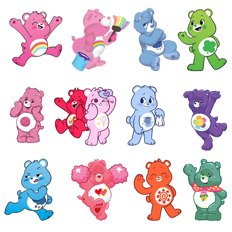 2pcs Cute Rainbow Bear Patches for Clothes Heat Transfer Stickers DIY Fashion T Shirt Iron on Women Clothing Appliqued Gift