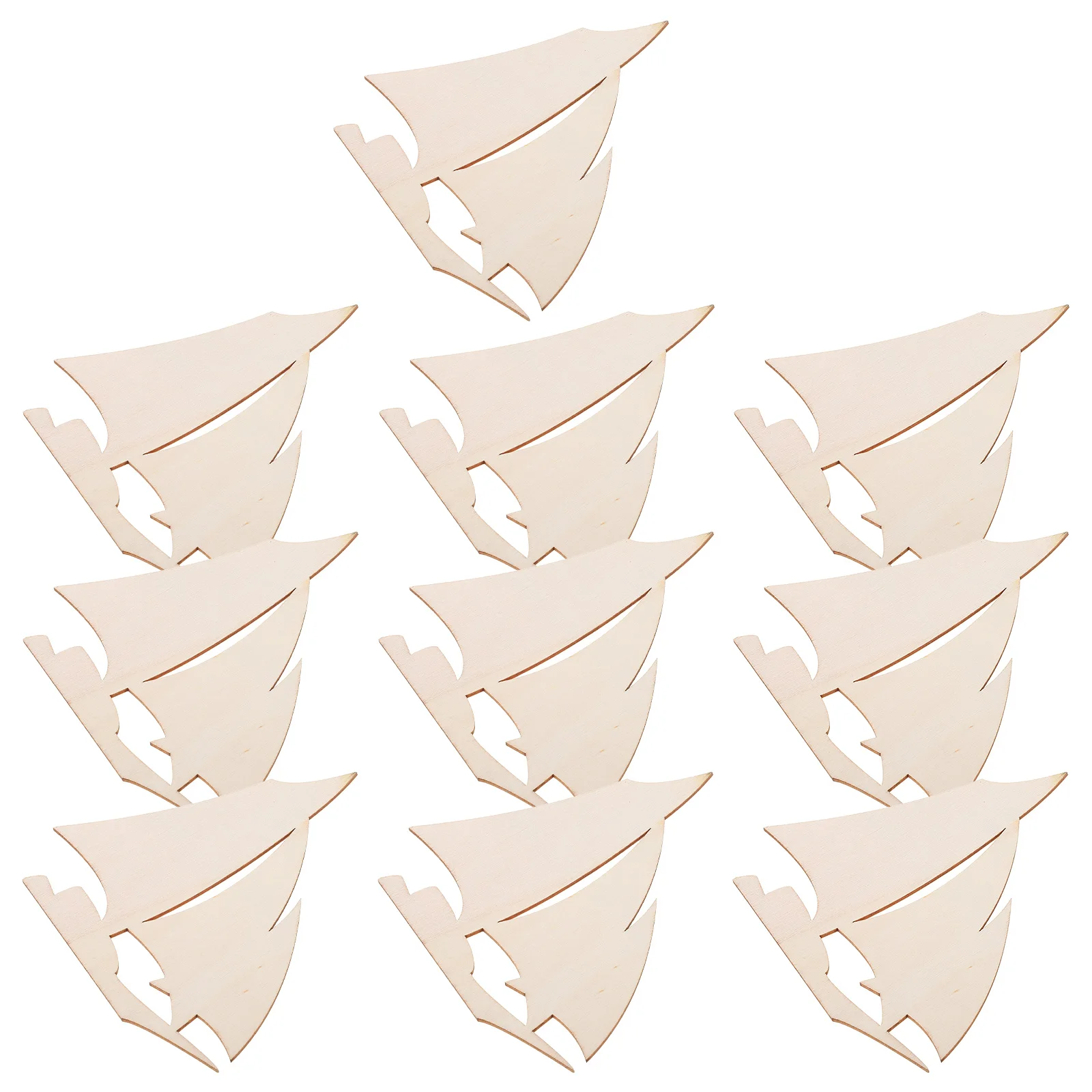 

10 Pcs Wooden Sailboat Decoration Unpainted Diy Craft Nautical Home Office Wood Cutouts H crafted Boat
