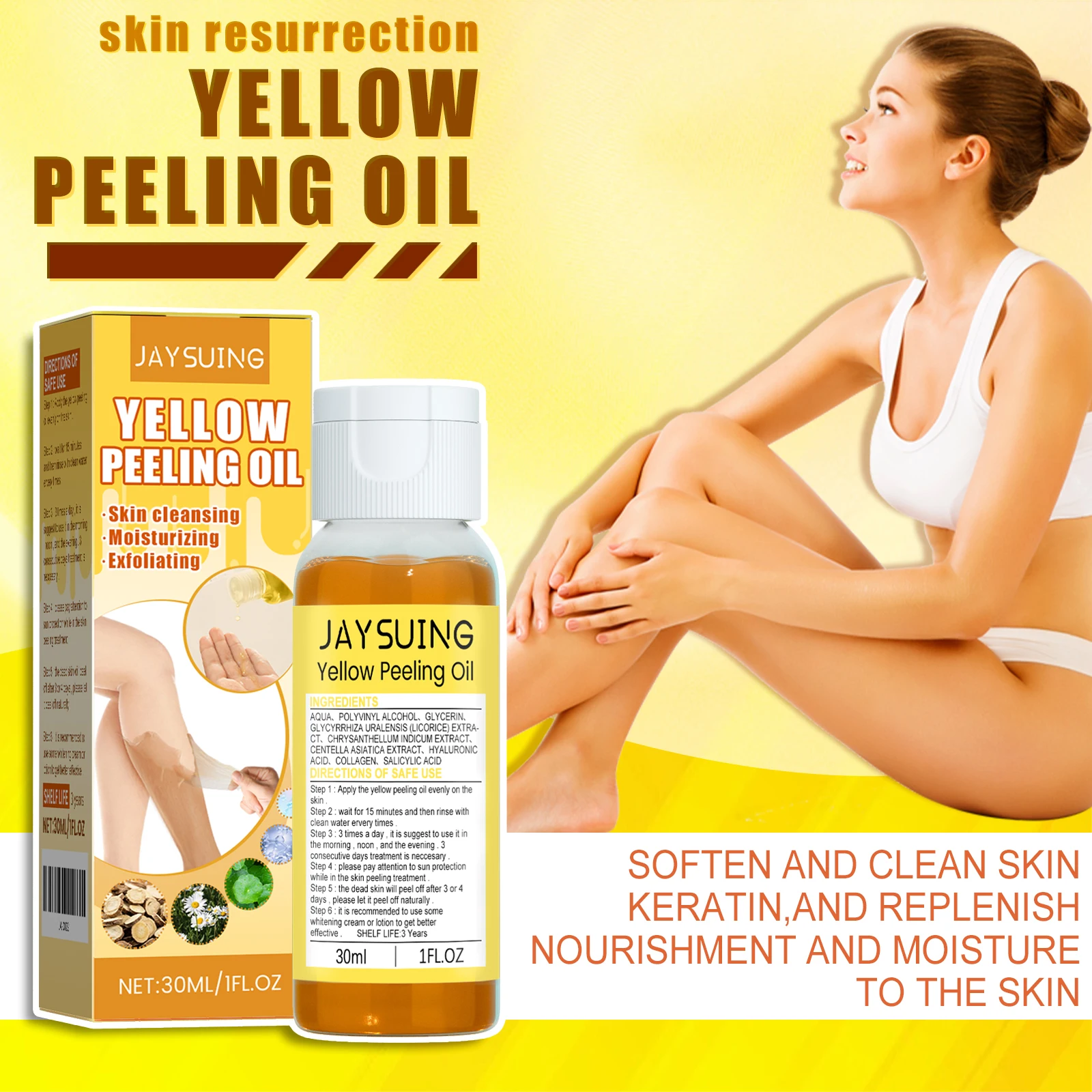 Jaysuing Whi-tening Peeling Oil Lightening Exfoliating Dark Spo-t Remove Melanin Moisturize Brightening Body Yellow Peeling Oil