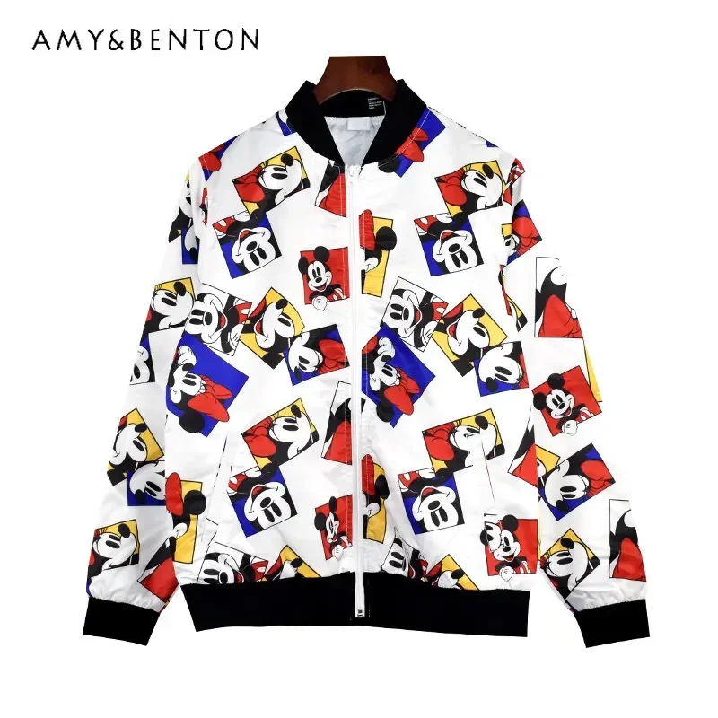 Women's Naist Printed Cartoon Coats Spring Autumn Thin Baseball Uniform Jacket New Ladies Fashion Trend Bomber Jackets