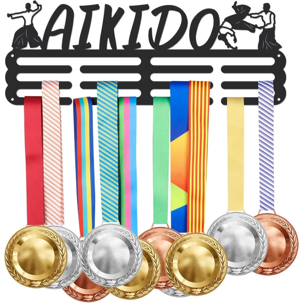 

Aikido Medal Display Rack Sports Medal Hanger Iron Wall Mounted Hooks for 60+ Medals Trophy Holder Awards Sports Ribbon Holder