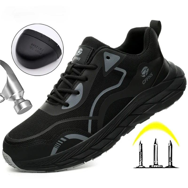 

Indestructible Shoes Industrial Work Boots for Men Construction Safety Shoes with Steel Toe Puncture-Proof Safety Sneakers