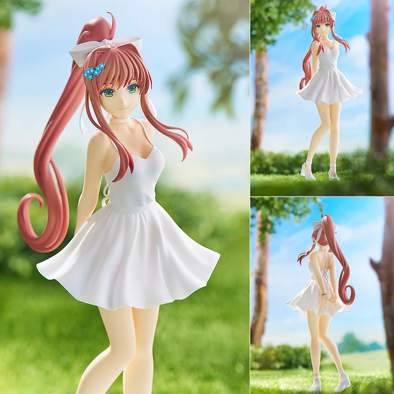 ¡17cm POP UP PARADE Club de Literatura! Monika vestido blanco figura de Anime Sayori figura de acción Yuri/Natsuki figura modelo muñeca juguete para regalo