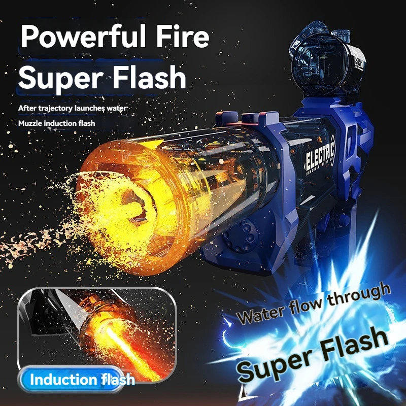 مسدس مياه كهربائي أوتوماتيكي جديد مع بخاخات إضاءة للمياه بشكل مستمر عالي الضغط عالي السرعة ألعاب مسدس مياه قوي