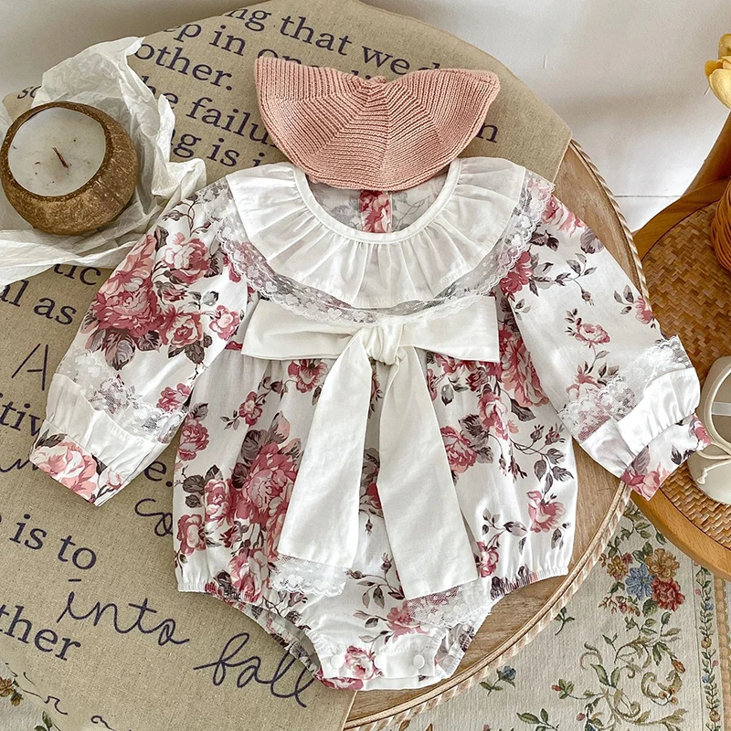 

Autumn Spring 0-24M Baby Girl Clothing Infant Baby Girls Jumpsuit Long Sleeved Cotton Floral Printing Toddler Baby Girl Romper