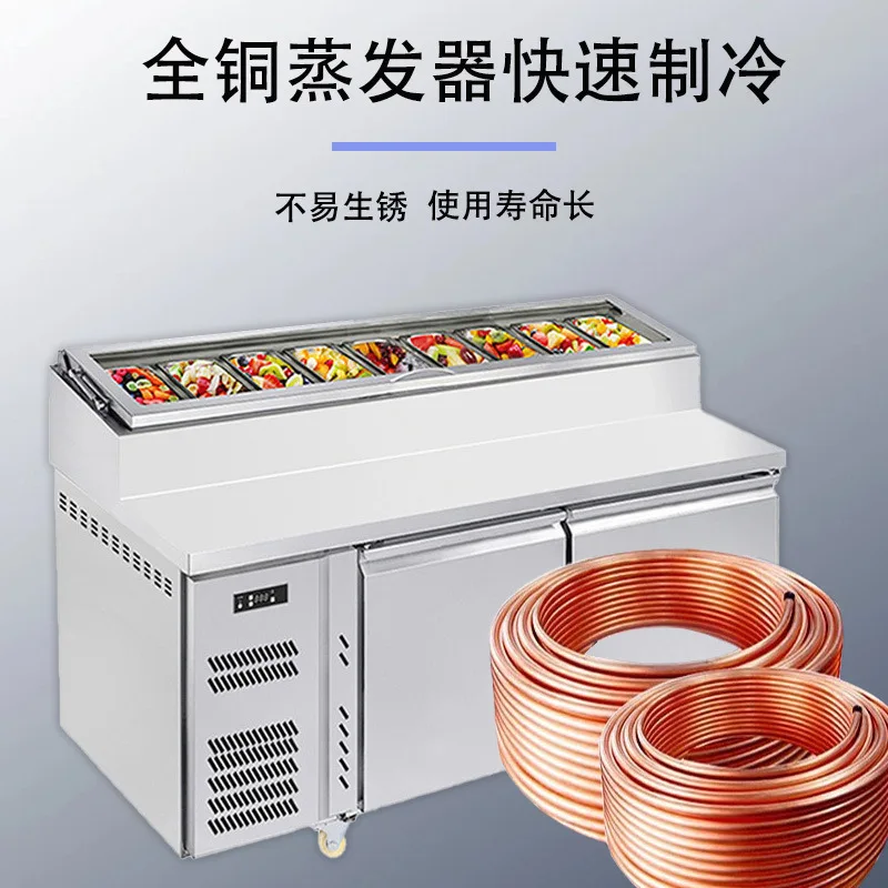 

Salad Taiwanese Merchant Slotted Fruit Fishing Display Cabinet Ice Powder Ice Porridge Workbench Pizza Sprinkling