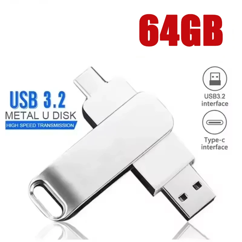 Für Xiaomi 512GB USB 3.2 2-in-1 Flash-Laufwerke U-Disk 256GB Hochgeschwindigkeits-Metall-Pendrive Wasserdichter Typ-C USB-Stick USB-Laufwerke