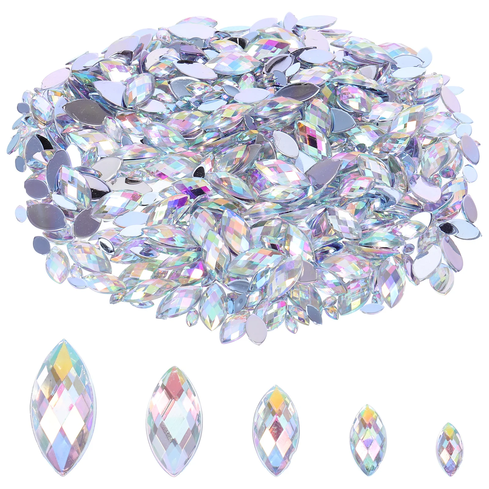 

ORFOFE 600Pcs Mixed Oval Flatback Acrylic Rhinestones AB Crystal Gems for Nail Case Craft Jewelry Making