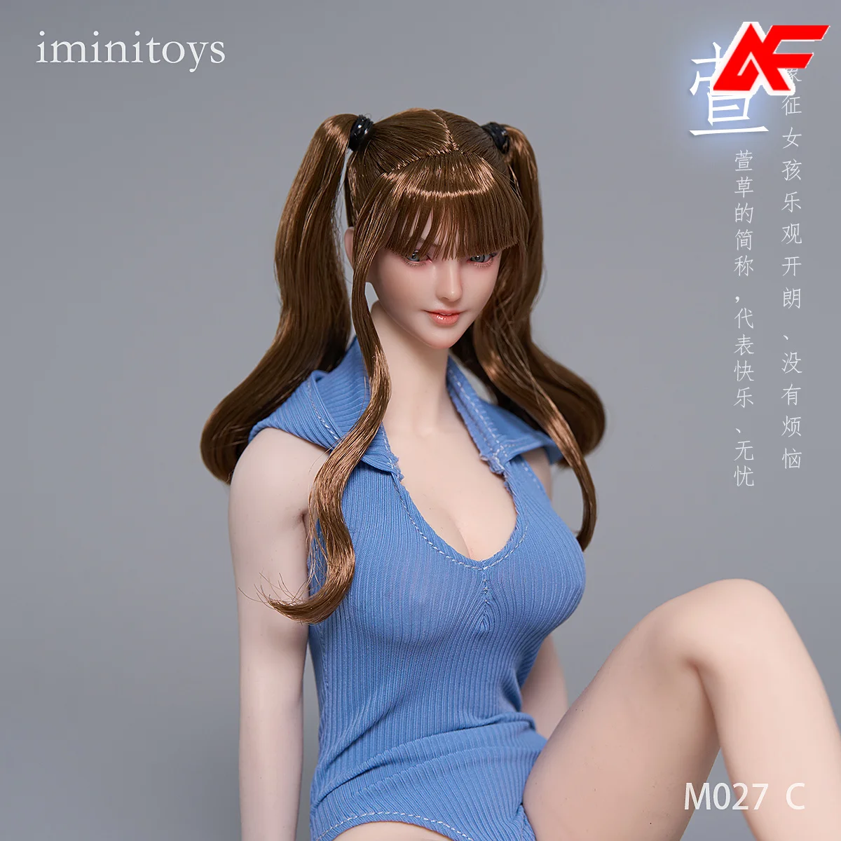 Iminitoys M027 1/6 Schaal Dubbele Paardenstaart Loli Meisje Meisje Beweegbare Vervangbare Ogen Hoofd Model Voor 12 ''Vrouwelijke Action Figure body
