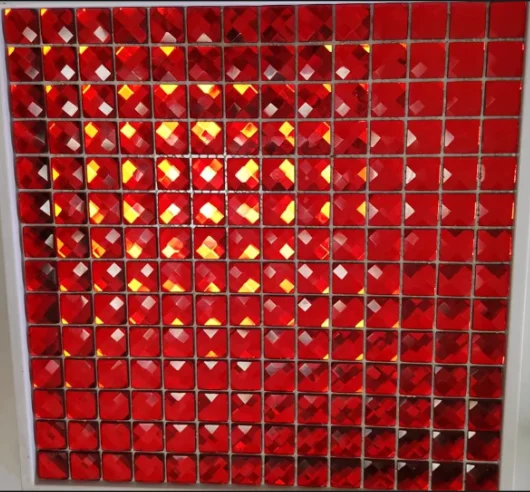 

Red 13 Facets Beveled Mirror Glass Mosaic Tile for KTV Shop Display Cabinet Wall Border