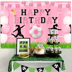 1 piece, pink football theme birthday background cloth football background for birthday party banner photography props