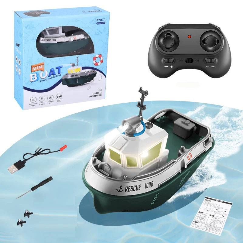 1/72 S820 RC Boat Mini Tugboat 2.4G potente doppio motore elettrico senza fili telecomando modello di barca giocattoli per regalo per bambini