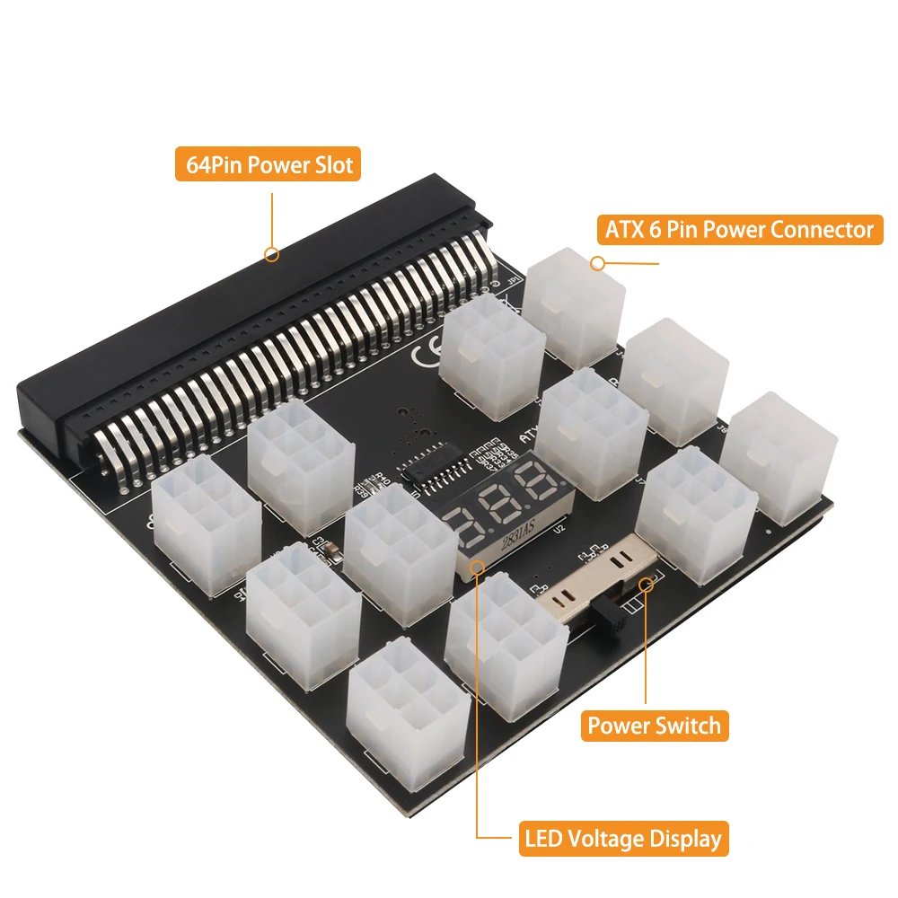 Upgrade Versie Voeding Breakout Board Adapter Met 12 Pcs Atx 6Pin Power Connector Voor Eth Btc Ming