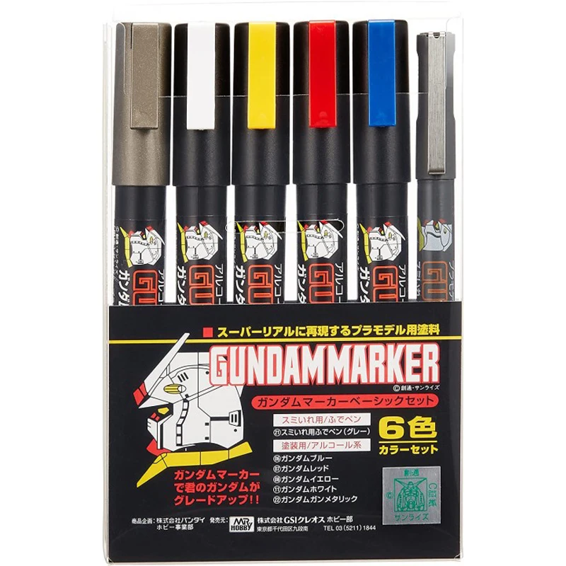 Mr. Hobby Modeler Marker GMS105 Basic Set (6pcs) HG MG PG Color Pen GSI Creos Action Model Kit