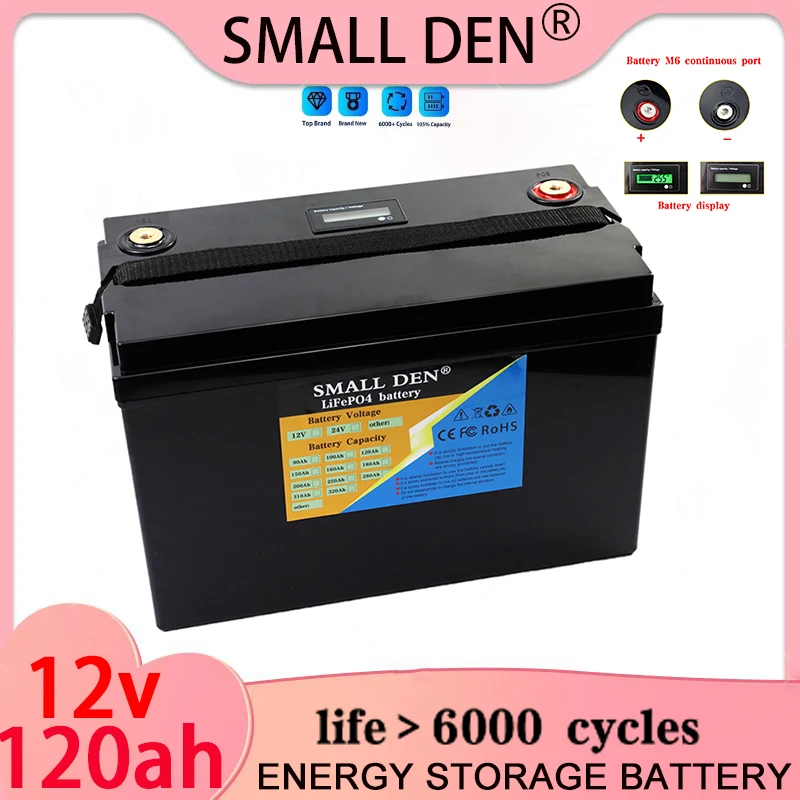 12V 120Ah LiFePO4 battery salt for RV off-road solar wind cell campers, golf carts, bicycles, and tourist vehicles