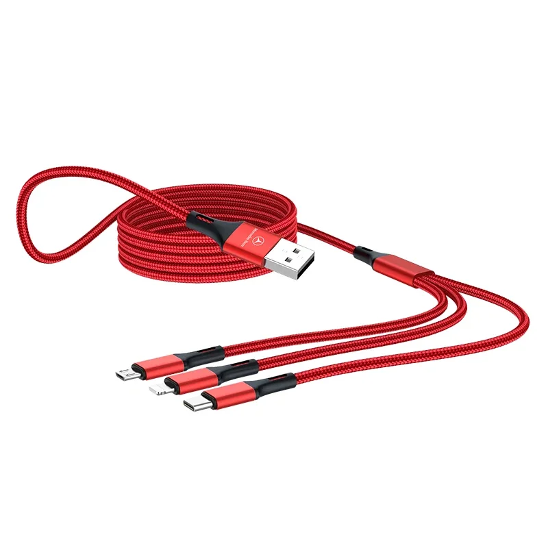 Car 3 In 1 Type C Lightning Micro USB Fast Charging Cable Styling For Mercedes Benz AMG W206 W204 W205 W212 W213 W221 W222 W223