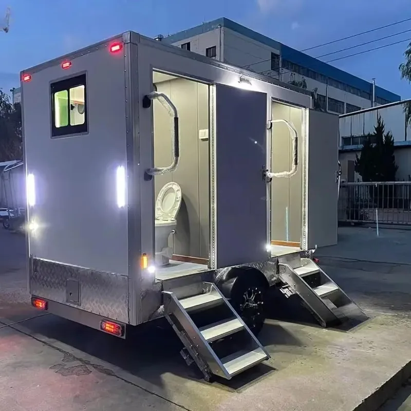 Luxury ADA Restroom Portable Toilet, Shower Trailer Heating AC Ducted System, for Outdoor Film Sites Camping Use