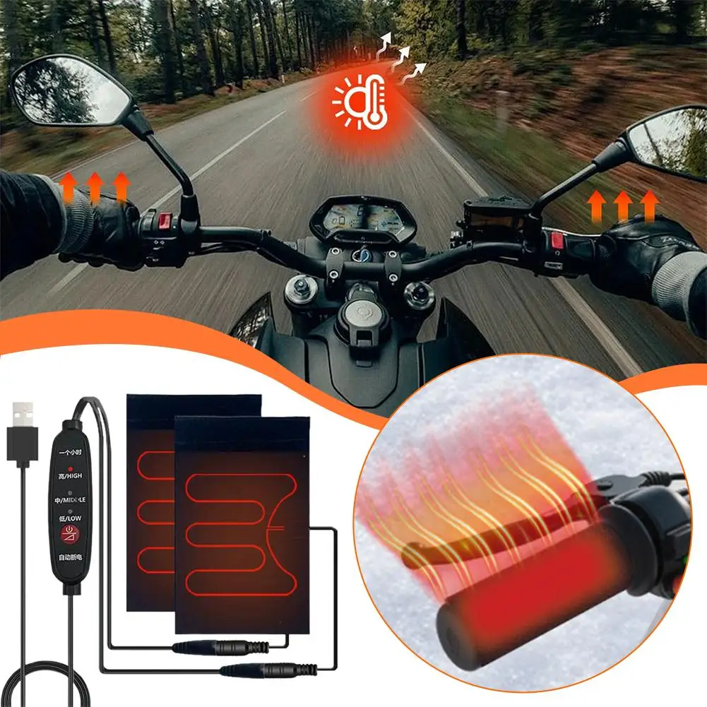 

Накладка на руль с USB-зарядкой и подогревом для мотоциклов и электровелосипедов, 5В 2А-10Вт, 3 режима температуры, с креплением на липучке