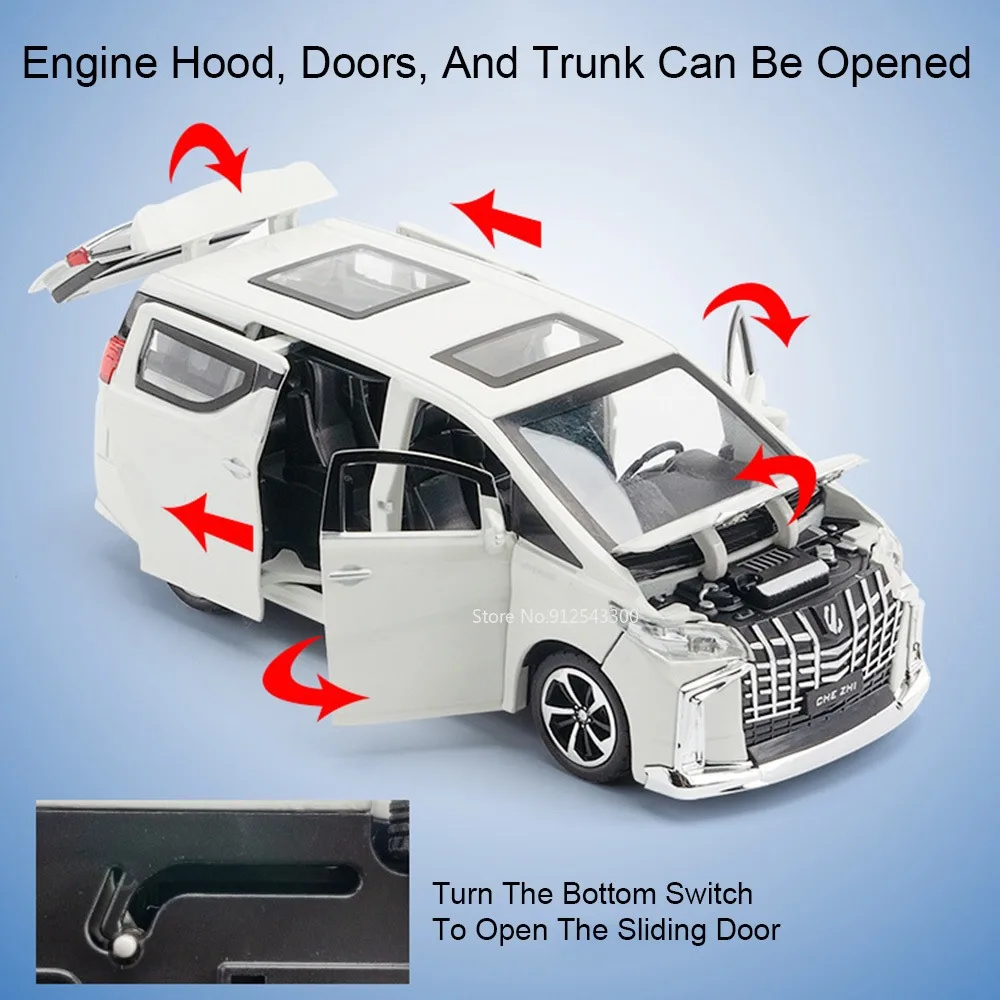 1:32 ランドクルーザー アルファード おもちゃ モデルカー ダイキャスト合金車両 ゴムタイヤ 6ドア開閉 サウンドライト プルバック式 おもちゃ コレクション