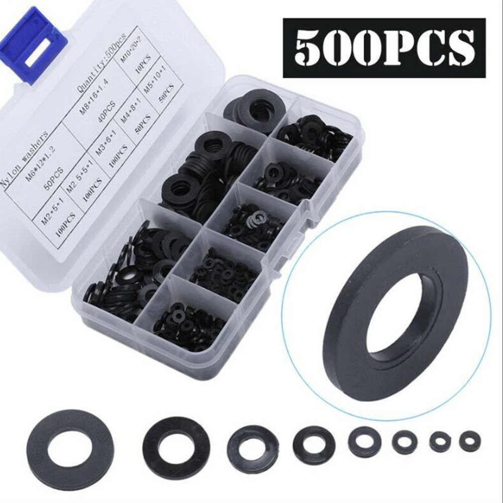 Keep Your Repairs Going with Our 500 Pack of Nylon Flat Rubber O Ring Seals for Hose and Gasket Repair M2 M10 Sizes