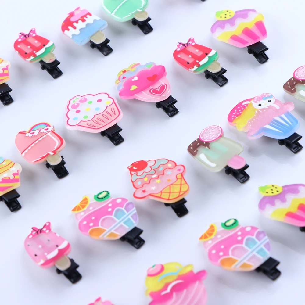 10Pcs/Lot Fashion Cute Cartoon Ice Cream Animal Hairpin Girl Child Lovely Clips Headband Barrette Headwear Accessories Mix Style