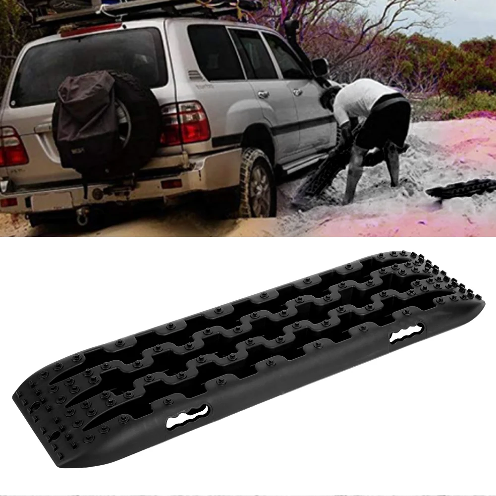 2Pcs Black 10T Vehicle Recovery Tracks Sand Mud Snow Track Tire Ladder for Off Road 4x4