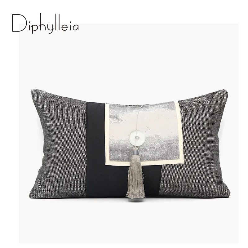 

Diphylleia Charcoal Brown Linen Textured Lumbar Pillow Case Mordern Upholstery Trends Cushion Cover For Hotel Villa Hillhouse