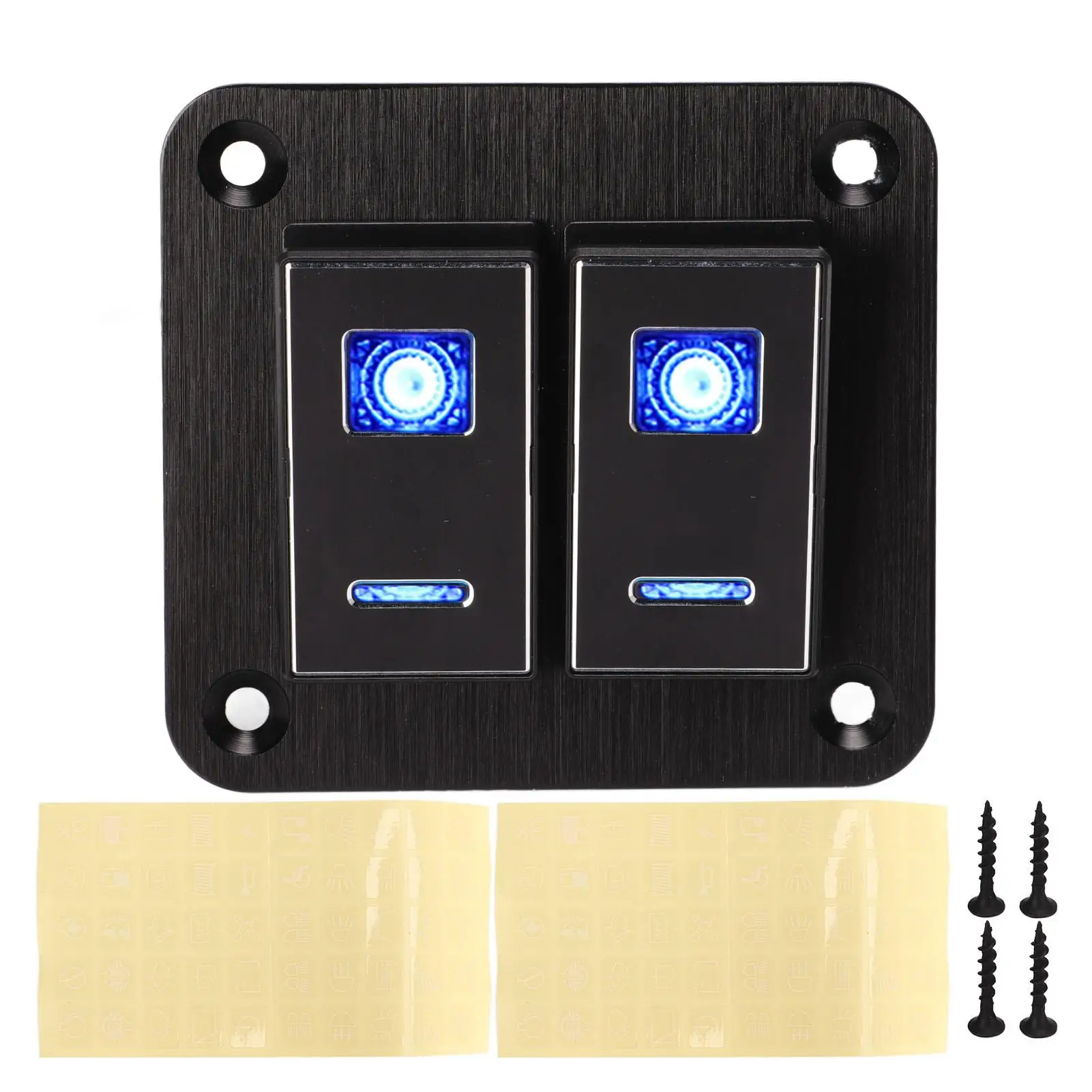 

Boat Rocker Switch Panel Blue Backlit On Off Toggle Switch Waterproof Anodize Black 5 Pin Aluminum Alloy for truck for