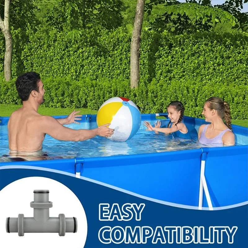 Connecteur de tuyau de piscine en forme de T de 38 mm avec 3 joints en caoutchouc et 2 bandes d'étanchéité, raccord anti-fuite de qualité supérieure optimisant la circulation de l'eau de la piscine, pièce de rechange durable pour les systèmes de filtration de piscine, installation rapide et simple avec une fonctionnalité stable et durable.