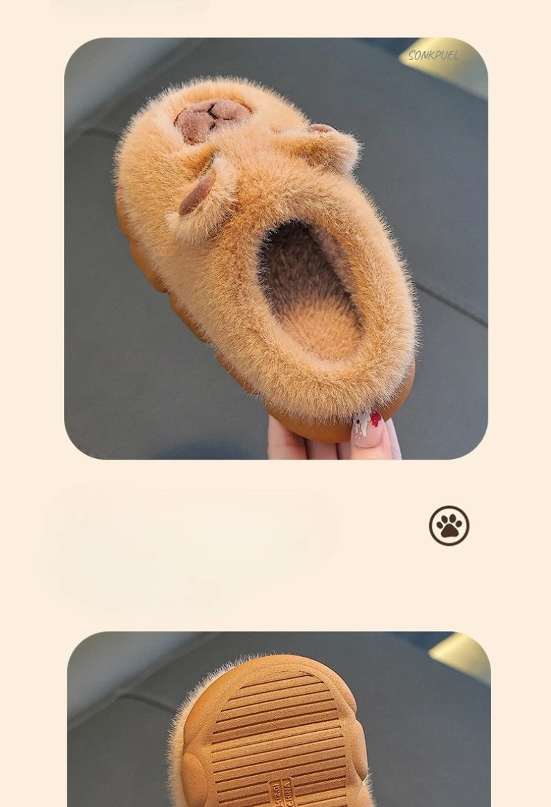 Kinder Winter Neue Warme Hausschuhe aus Baumwolle für Jungen und Mädchen, Niedliche Indoor-Slipper, Weiche Rutschfeste Kinder-Cartoon-Hausschuhe – Detail 9