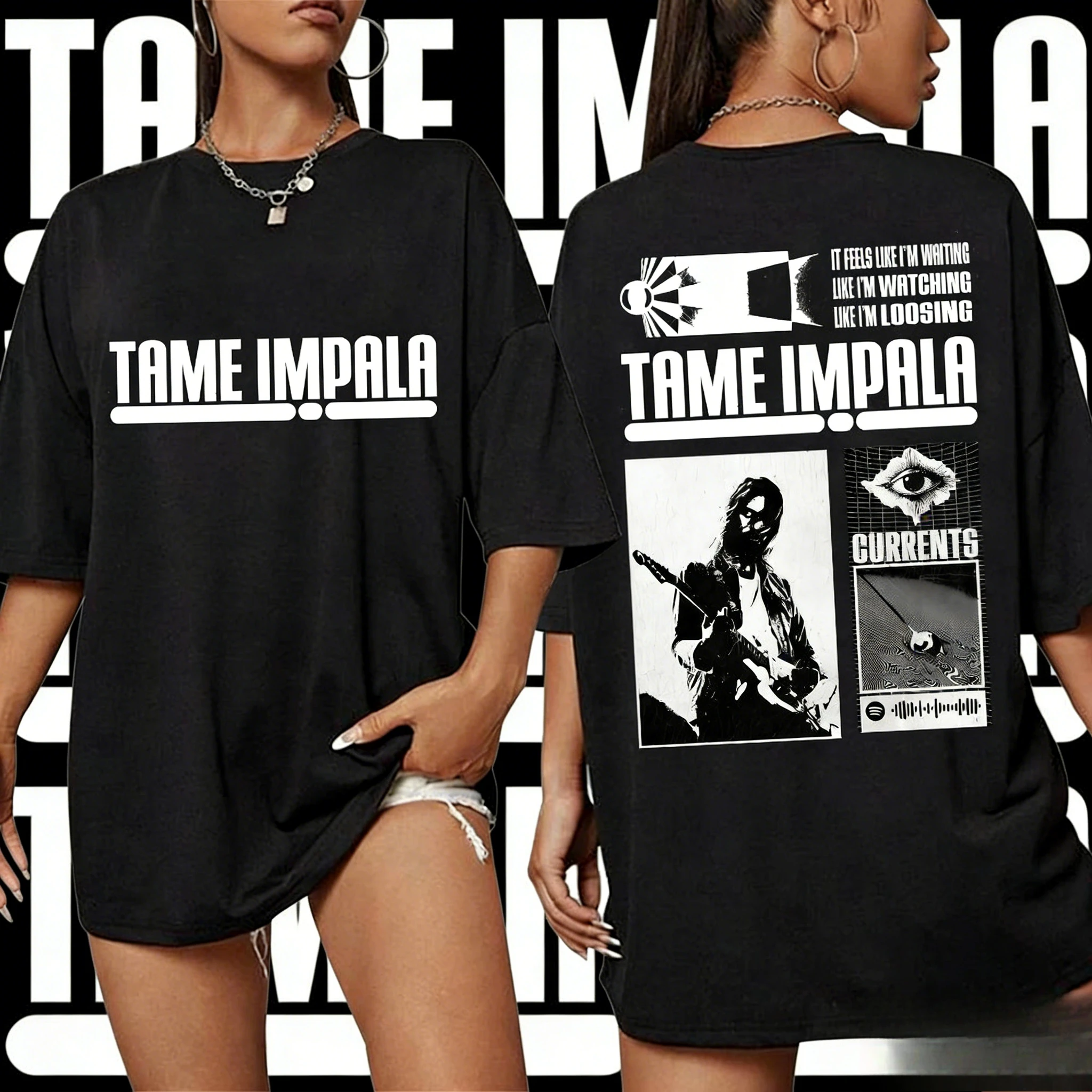 

Retro Style Rock Band Tame Impala Currents Album T-shirt Harajuku Gothic 2025-26 Summer Pure Cotton 100% Printed T-shirt