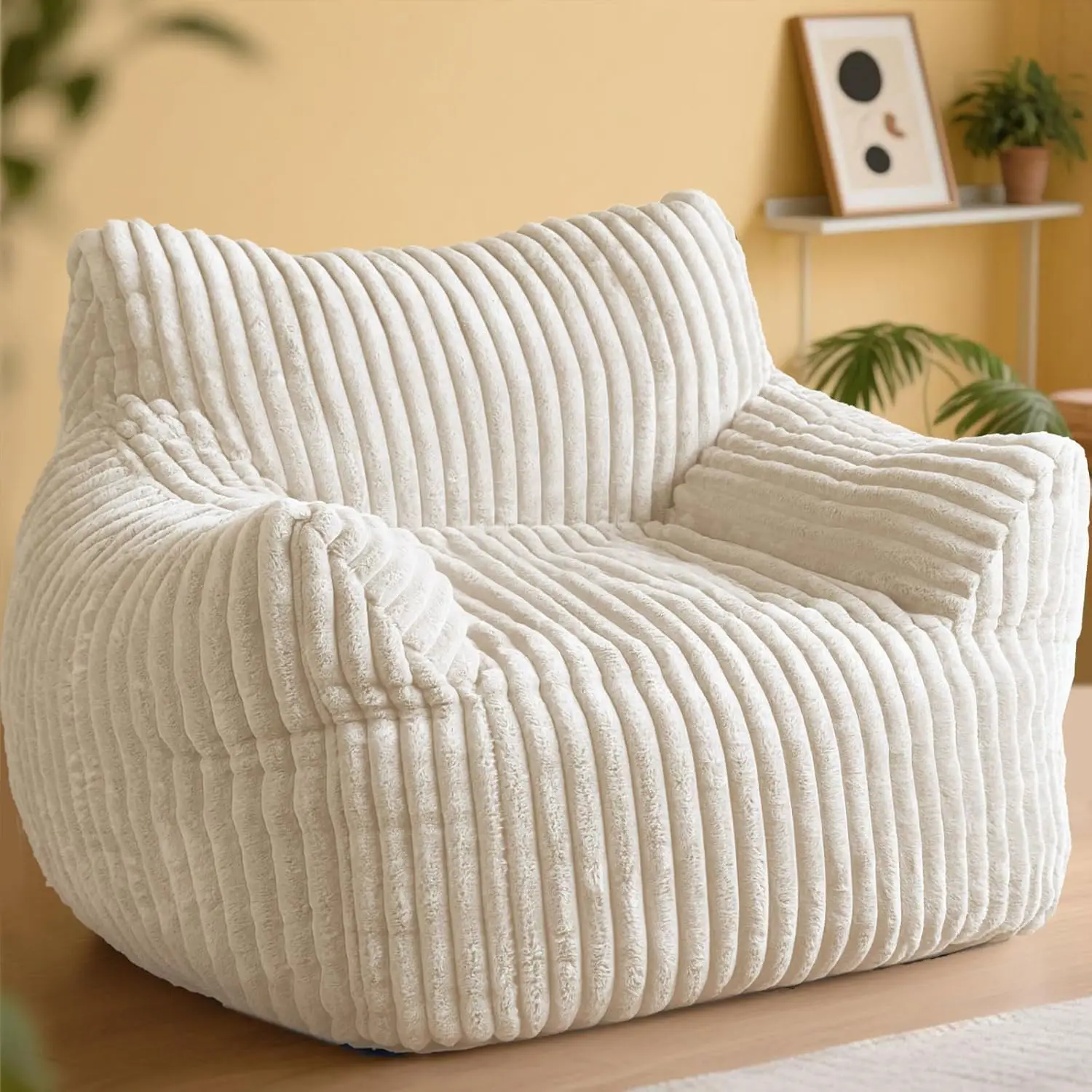 

Oversized Plush Bean Bag Chair with Armrests, Comfortable Memory Foam Lounger for Adults and Kids
