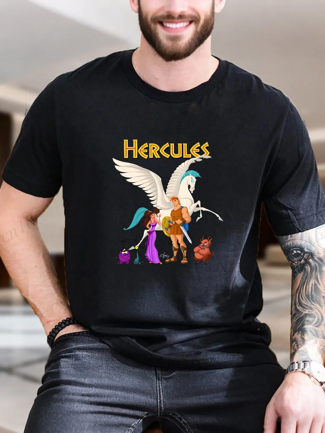 

New Arrival Fashion Men's Printed Short Sleeve T-Shirt Couple with Horse Design 100% Cotton Breathable Tee Casual Comfort