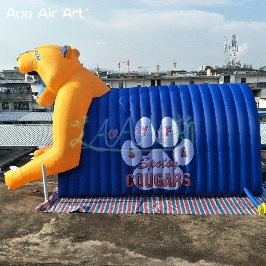 Túnel inflável do leão com portas do zíper, Entrada do mascote gigante, Barraca para o jogo e o evento do esporte