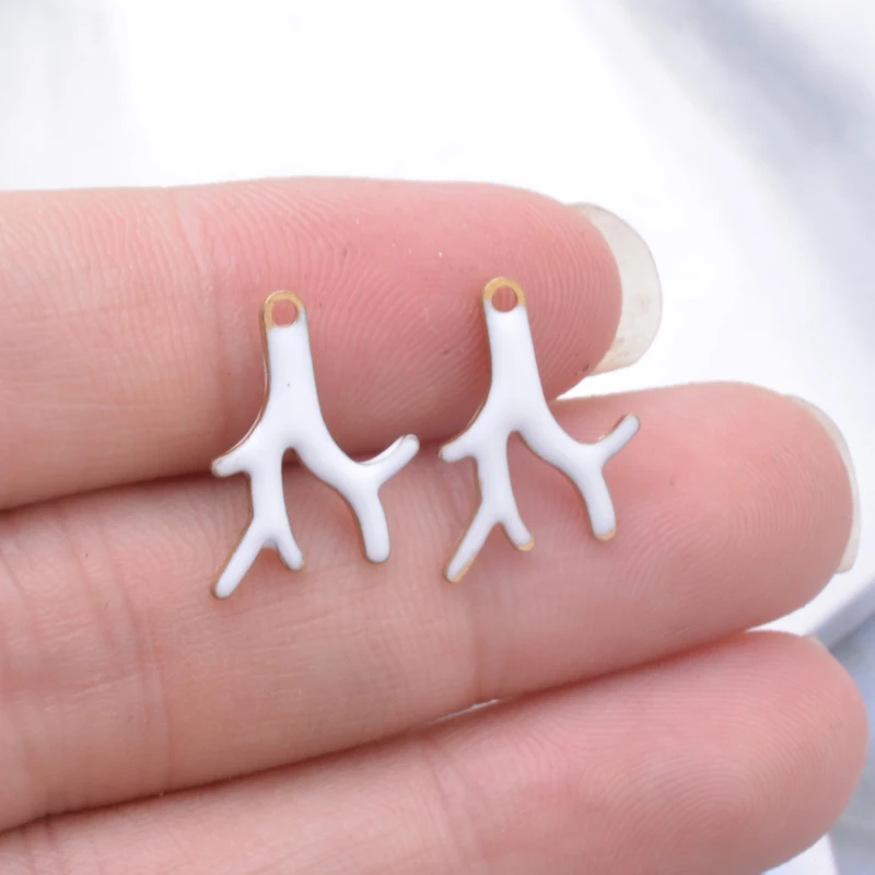 30 Stück beidseitig emaillierte Kupferzweig-Anhänger, öltropfende Zweige, Halsketten-, Armband- und Anhänger-DIY-Schmuckzubehör – Detail 6