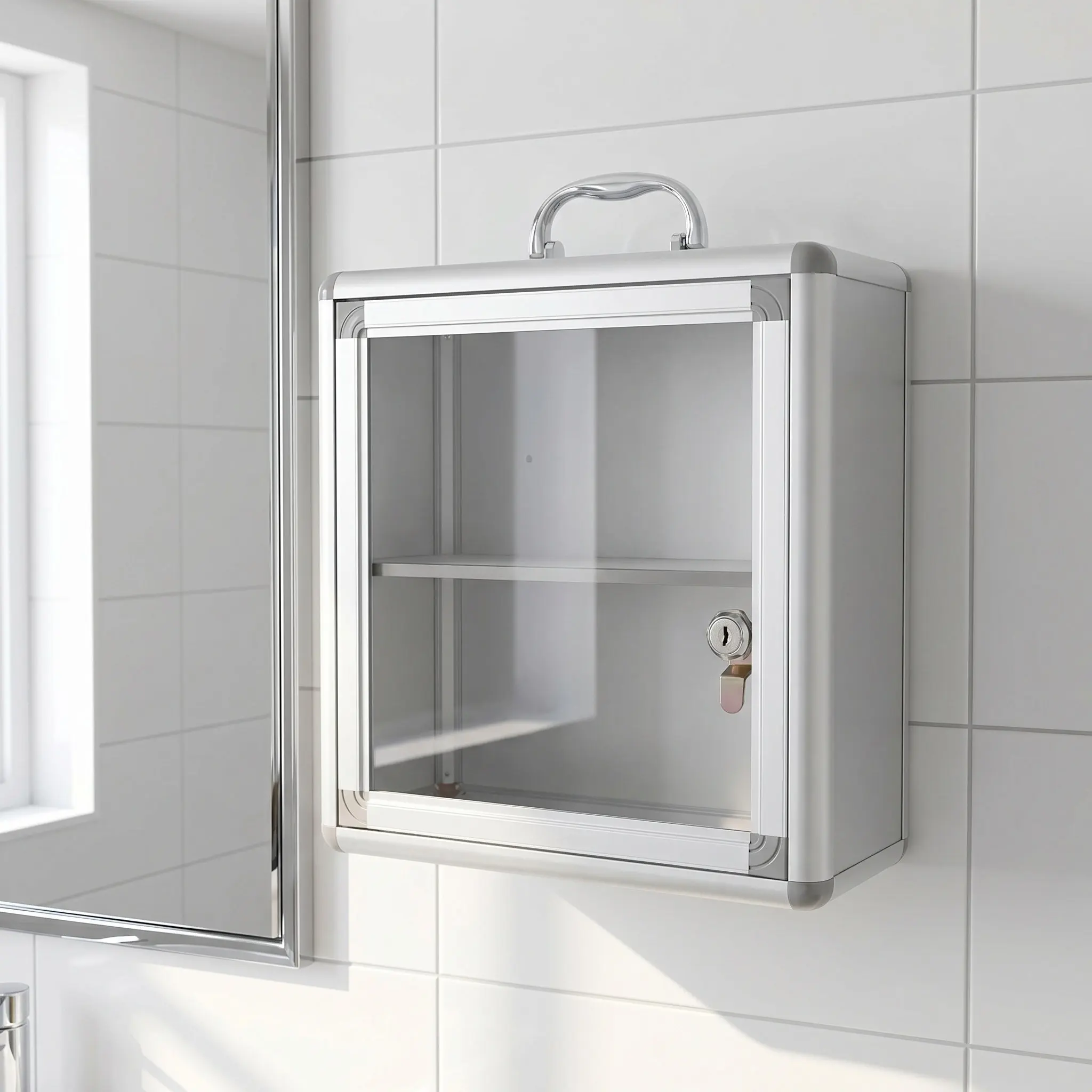 Emergency Medicine Box Metal Alloy Wall Hanging Large Aid Lockable Storage Container for Home Office