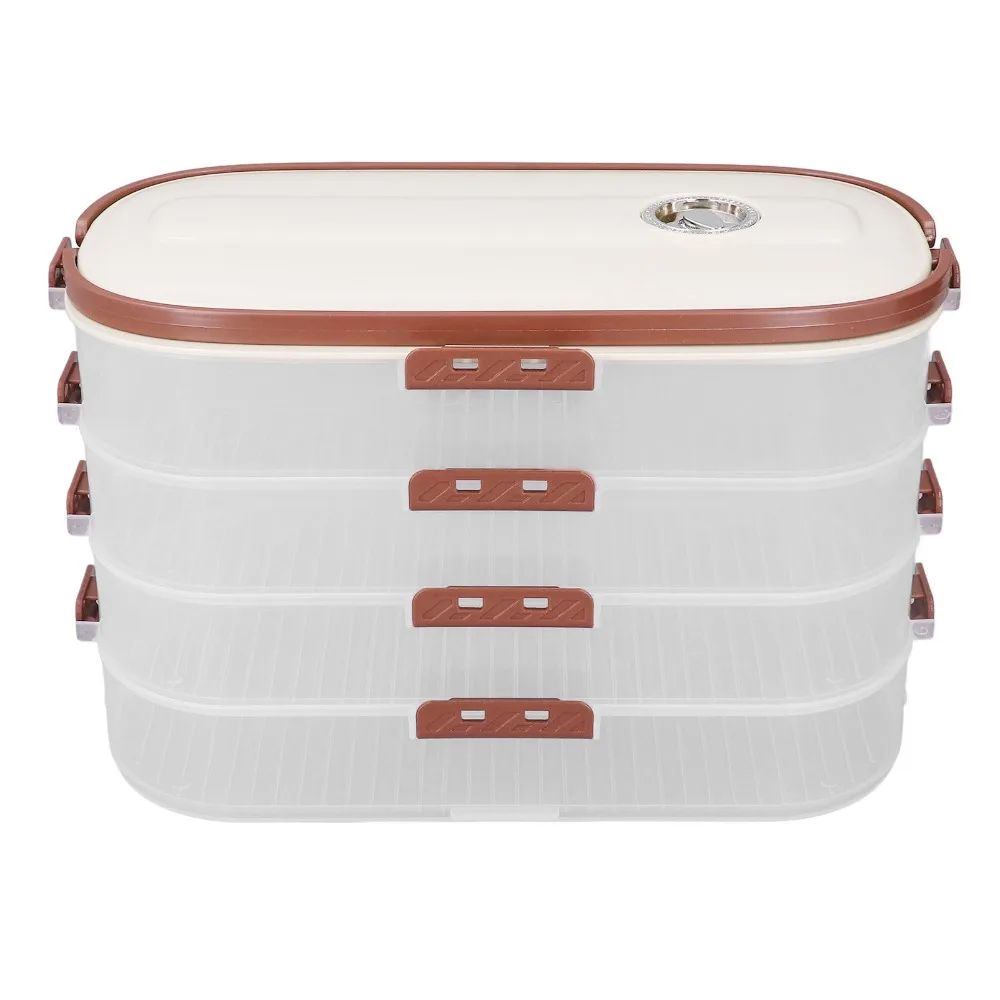 Multifunctional 4 Layers Food Storage Container PP Airtight Lid Dumpling Storage Box Cookie Storage Container Party Use
