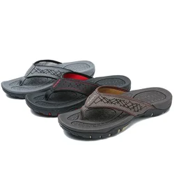 Men  Non-slip Massage Slippers Plus Size 46 47 48 Flip-flops Men's Artificial Leather Summer Outdoor Beach Causals Shoes Pinch