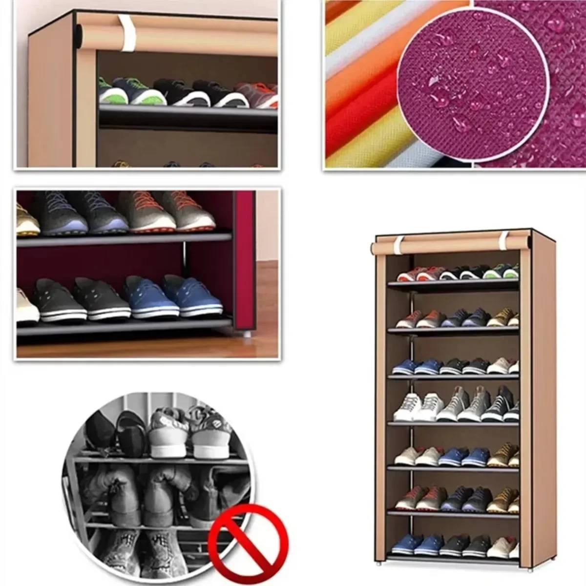 6/8 Layers Shoes Organizer Simple Nonwoven Dustproof Shoes Storage Rack Living Room Hallway Space-saving Organizer Home Storage