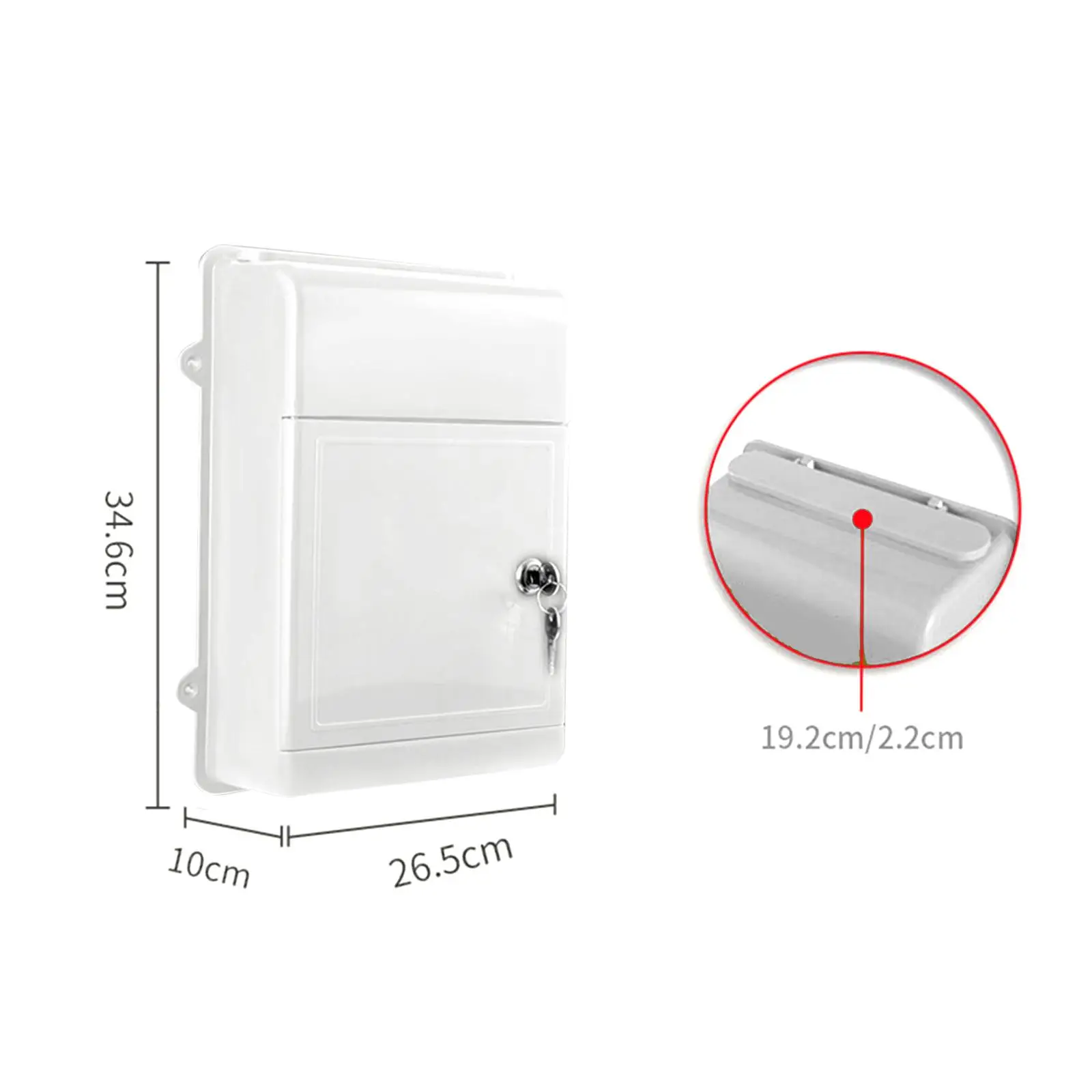 Small Plastic Mailbox with Lock & Keys Practical Wall Mount Letter Box Rustproof Newspaper Box Easy To Use for Outside Porch