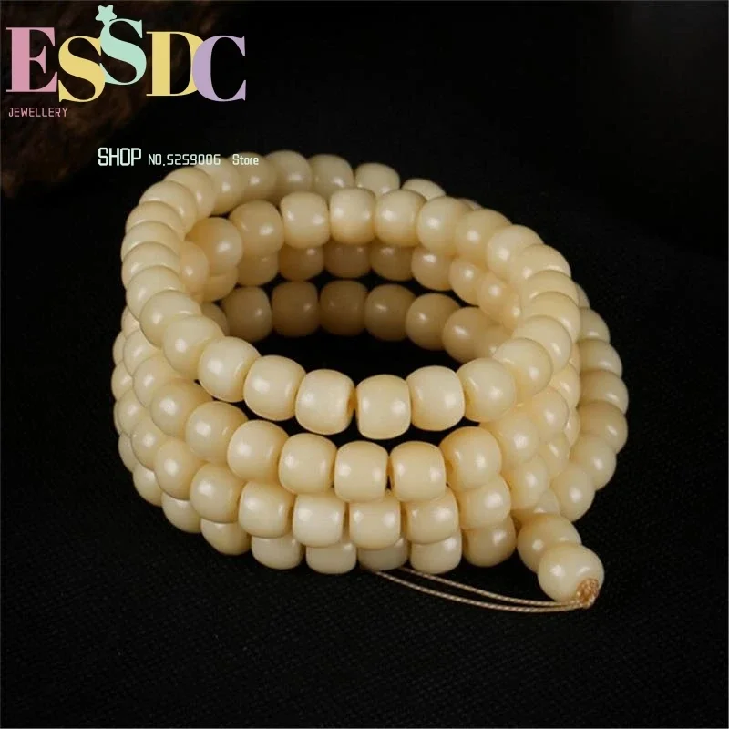 Classic Natural Oil Smooth Camel Bone Buddha Drum Beads Bracelet 108 Mala for Men and Women DIY Jewelry Accessories Wholesale