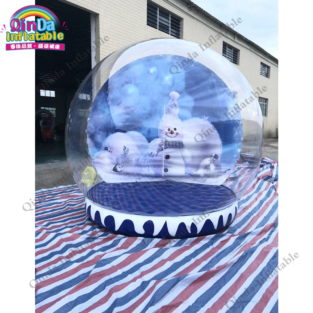Globo de neve ao ar livre decorações infláveis tamanho real globo de neve claro cúpula inflável globo de neve inflável casa de salto