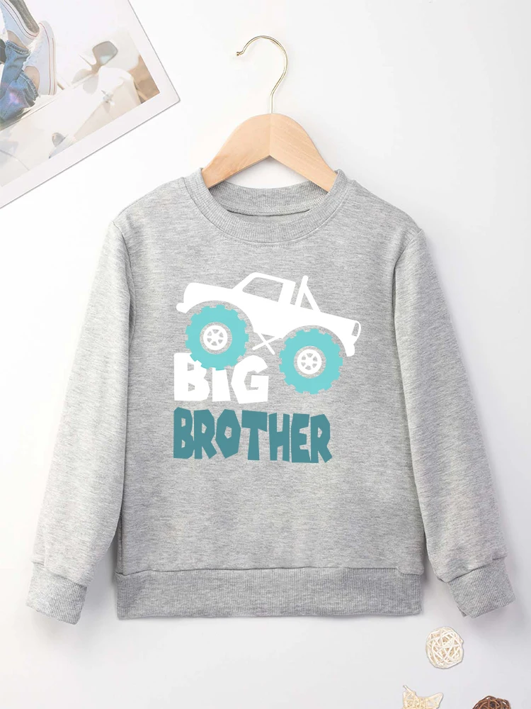 Monster Truck Pattern Big Brother Sweatshirt Spring Autumn Outdoor Casual Comfy Boys Clothes Hot Sale Kids Hoodies Dropship