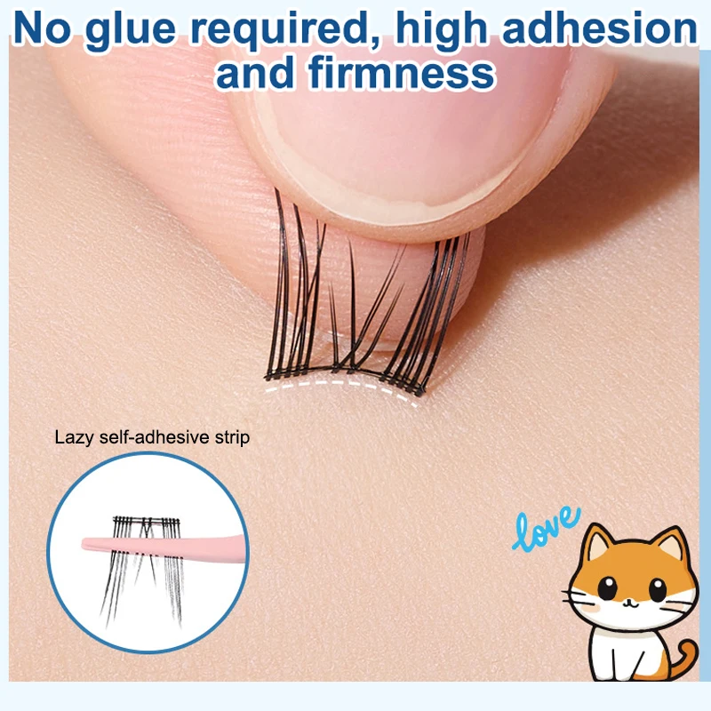 4mm&6mm Short/Long False EyeLashes Glue Strips White Glue-Free Jelly Self-Adhesive Eyelashes Strips False Eyelashes Makeup Tools