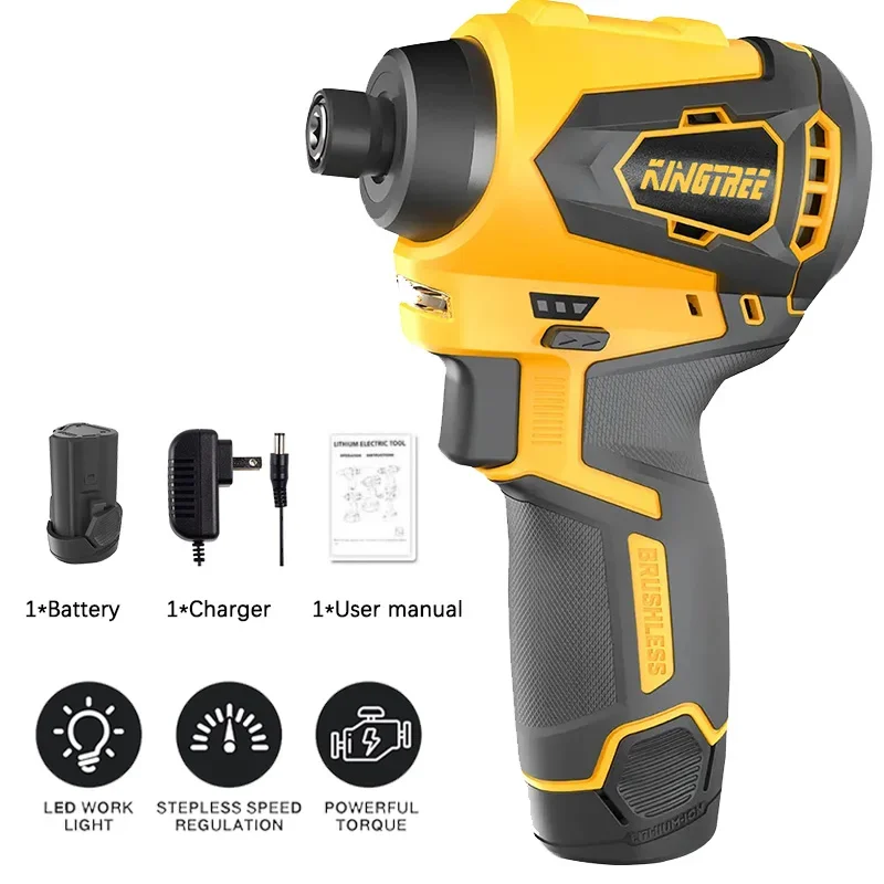 Kingtree 12V Electric screwdriver 220N.m Charging drill Variable Speed with 2000mAh Lithium-Ion Battery Tool sets Home DIYS