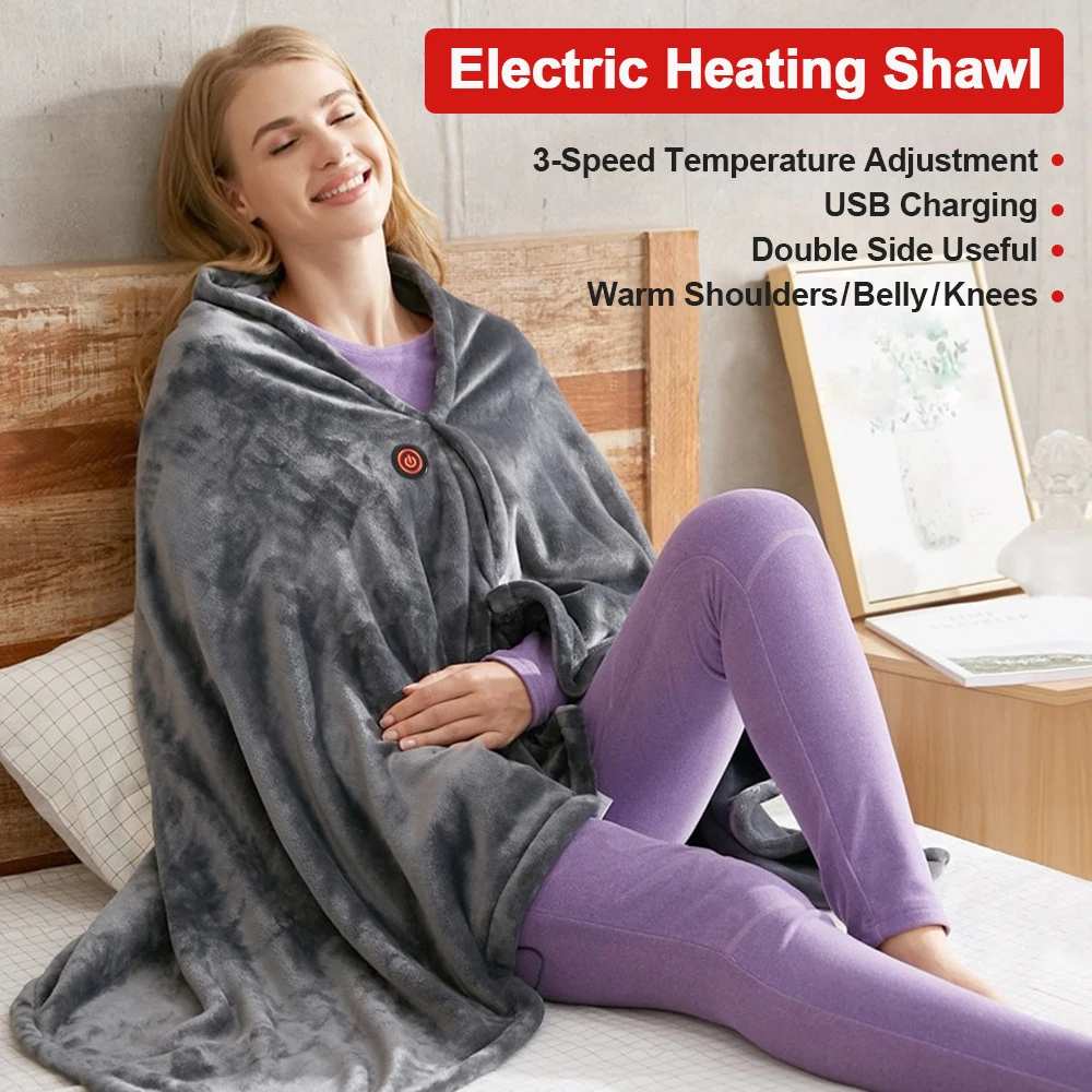 

USB Electric Blanket Heater 3 Heating Levels Fleece Coral Velvet Quickly Heating Pad Cape Portable Heater