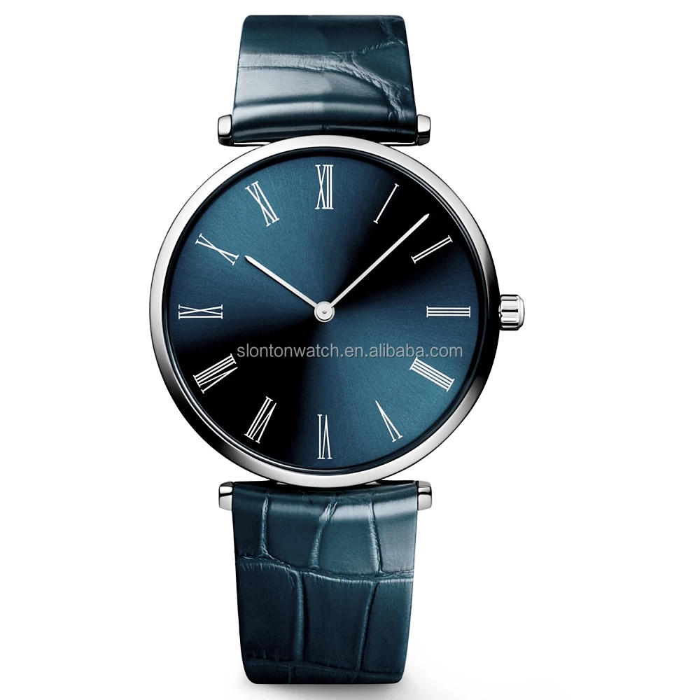

Slonton Factory Custom Quartz Watch Luxury Roman Numerals Metallic Dial Leather Band Wristwatch for Women