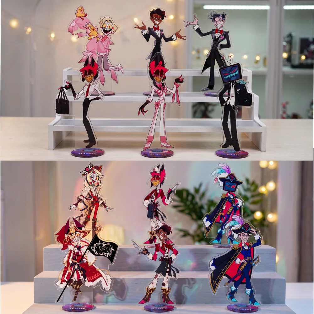 Hazbin Hotel LUCIFER Alastor Vox Halloween Party After School 10&15CM Acrylic Stand Keychain Anime Stand Desk Decor Fans Gift