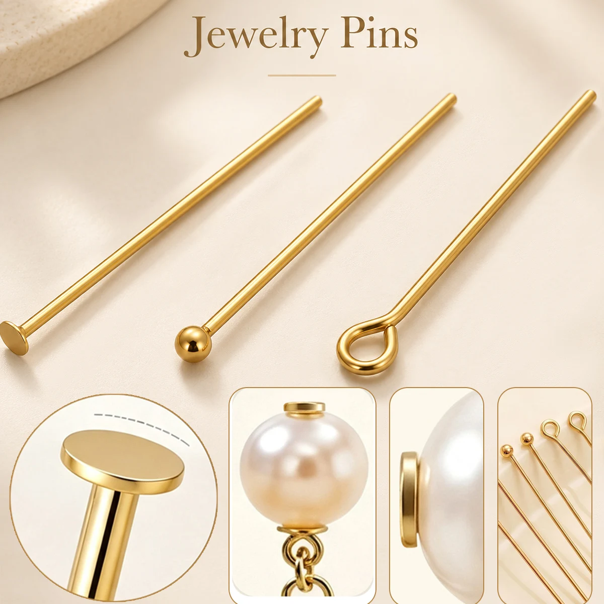 20mm 50/100pcs Stainless Steel T Head Pins Eye Pins Ball Head Pins Jewelry Findings for DIY Earring Pendant Bracelet Necklace